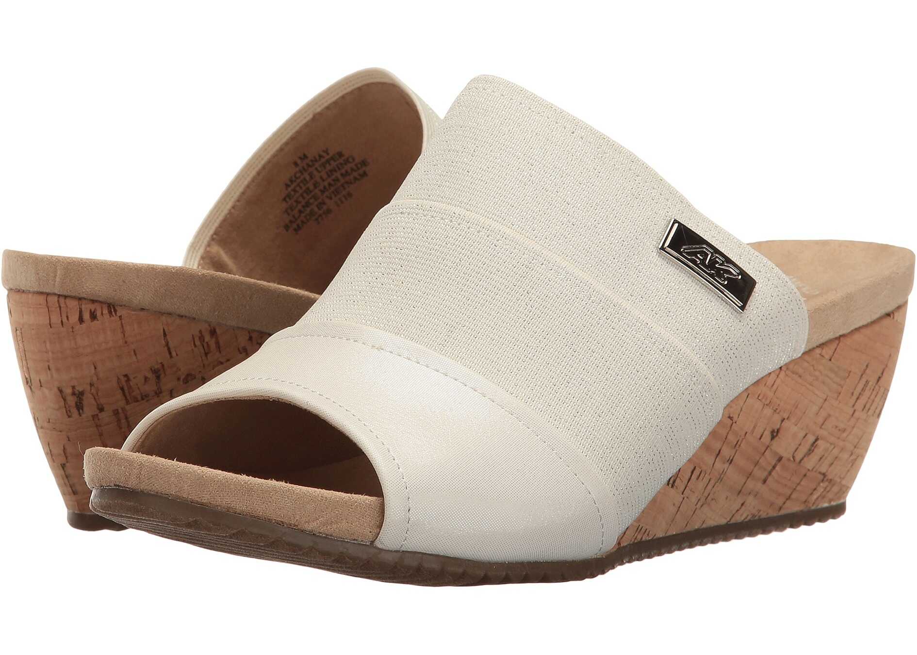 Sandala Anne Klein Chanay* White/Silver/White Fabric