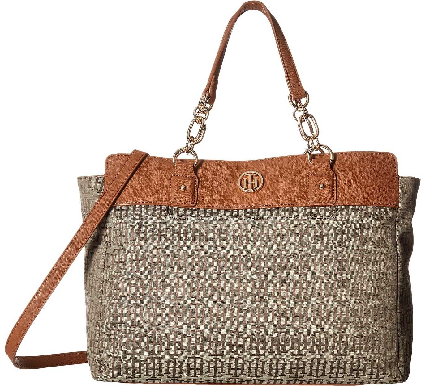 Geanta femei Tommy Hilfiger Evaline Convertible Satchel Tan/Dark Chocolate
