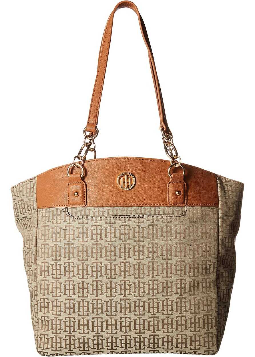 Geanta femei Tommy Hilfiger Evaline Convertible Tote Tan/Dark Chocolate