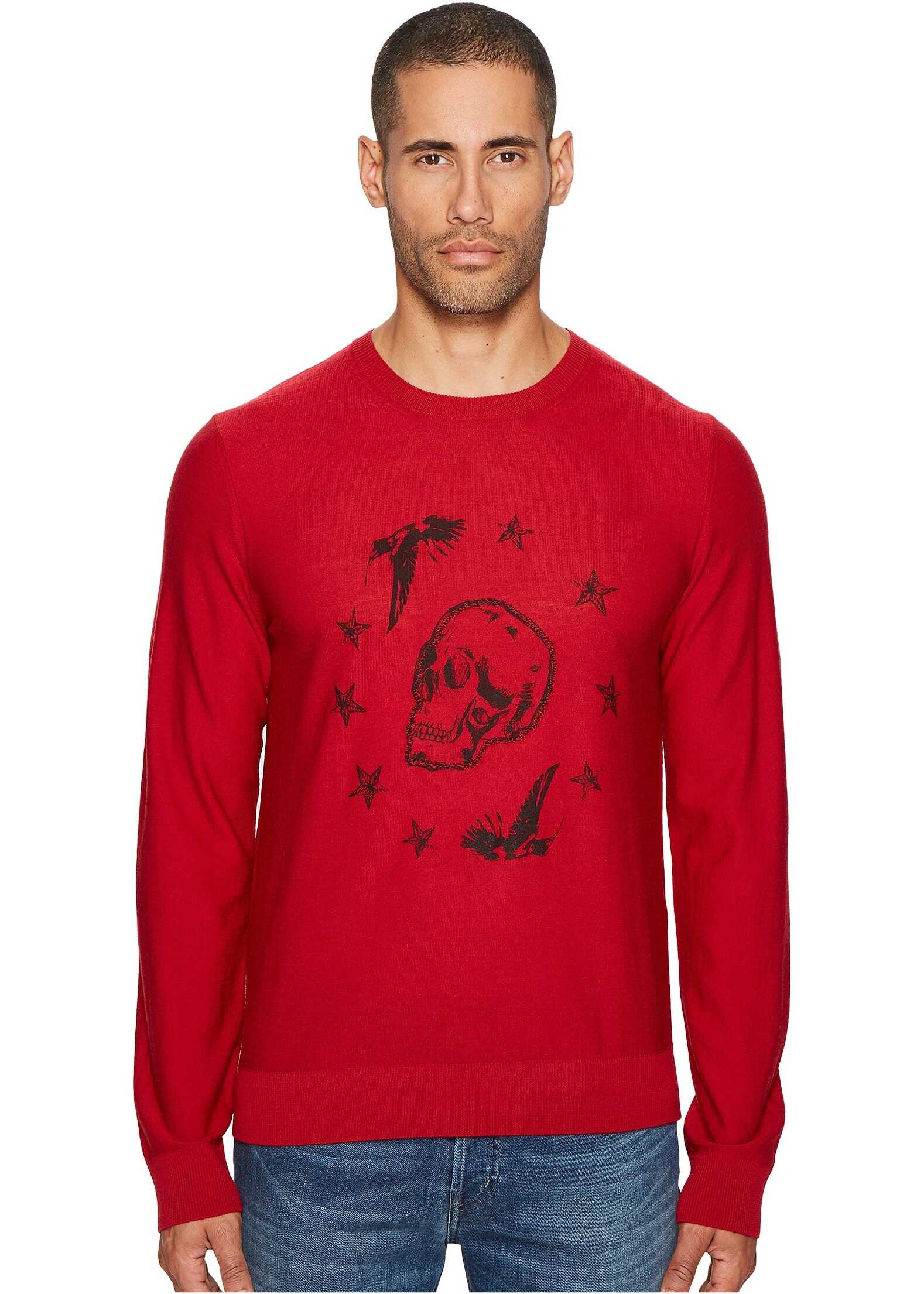 Pulover Just Cavalli Skeleton Sweater Crimson