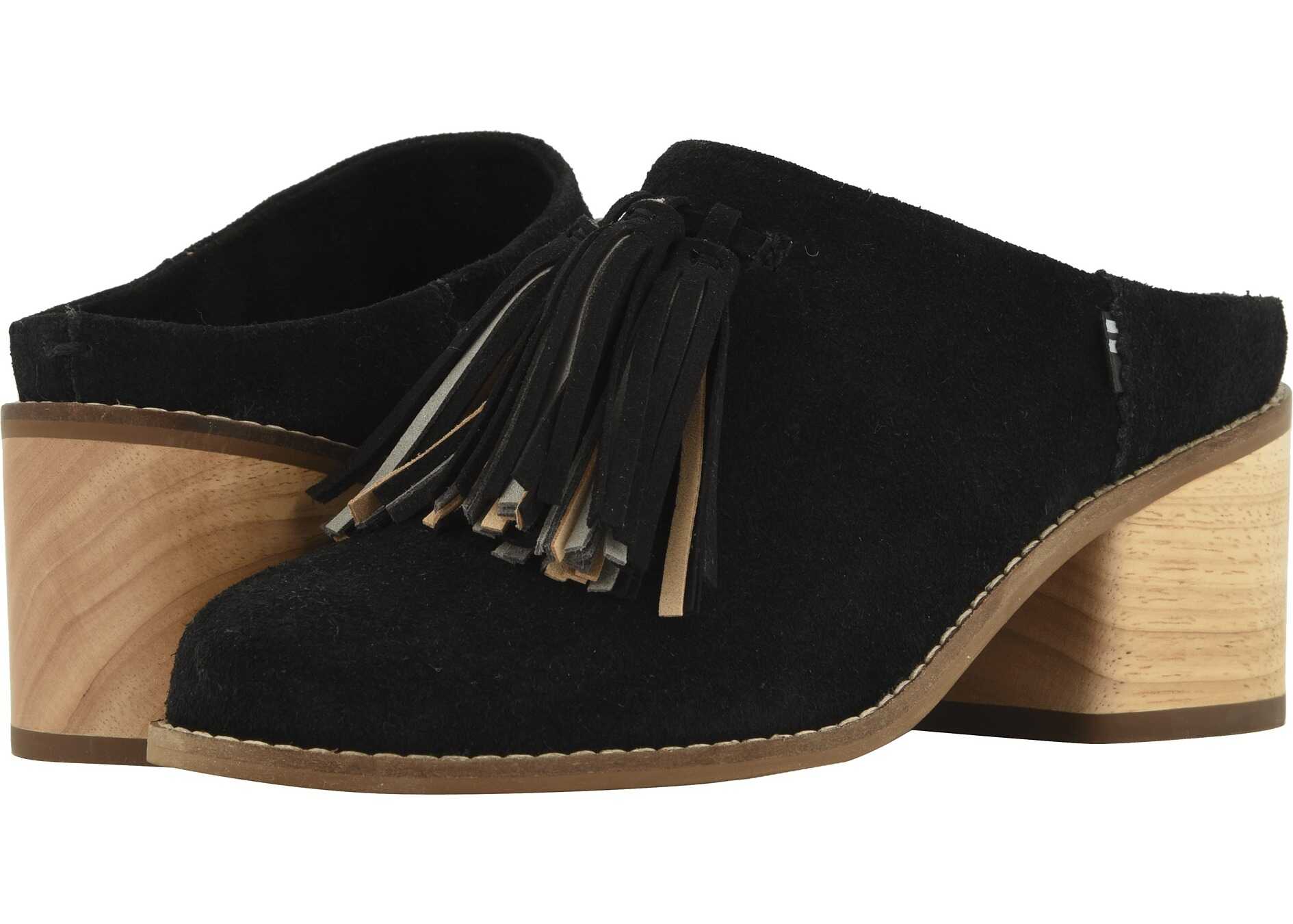 TOMS Leila Mule Black Suede/Tassel