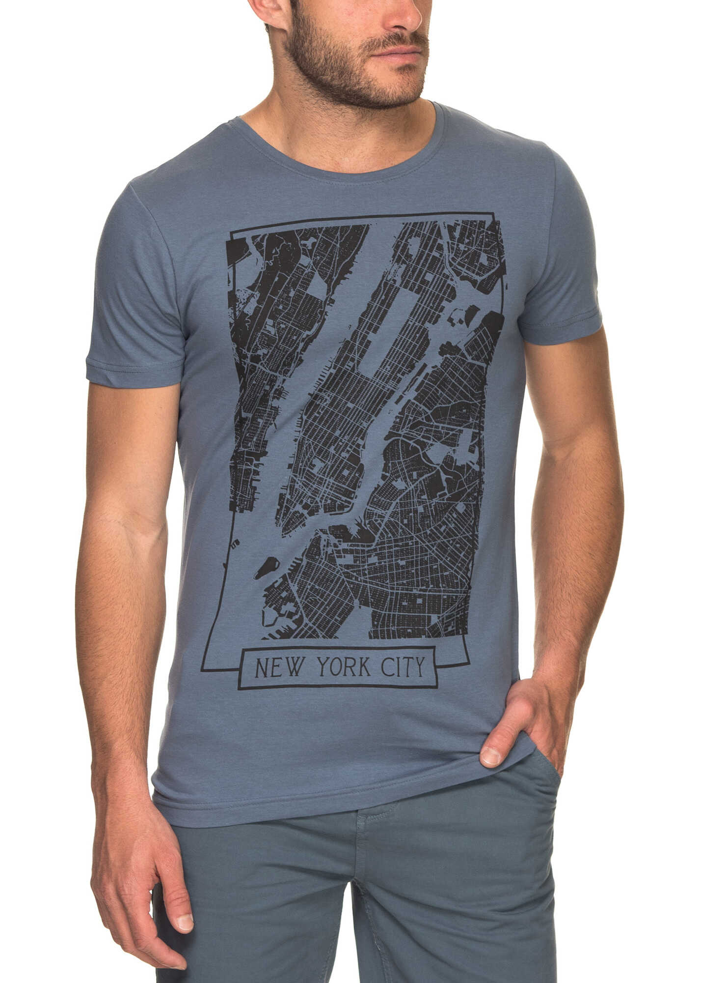 Tricou SUBLEVEL Men's Short Sleeved T Shirt In Blue China Blue