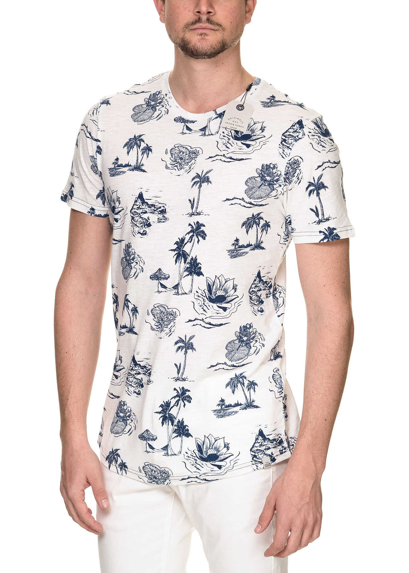 Tricou JACK & JONES Mirage Tee Men's White Short Sleeved T Shirt* Cloud Dancer