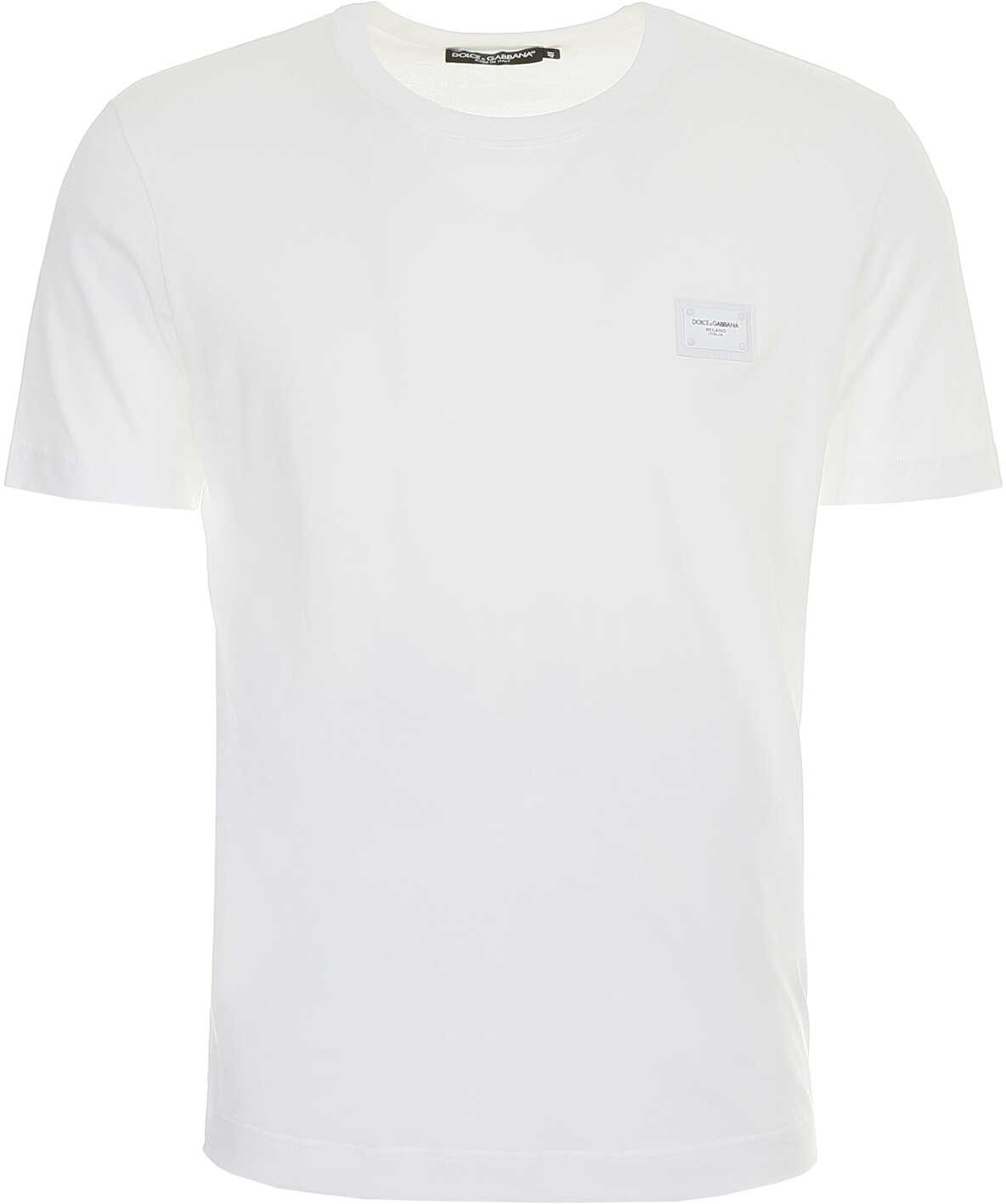 Tricou Dolce & Gabbana T-Shirt With Logo Plate BIANCO