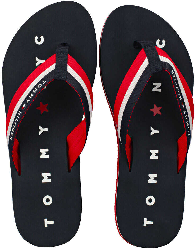 Tommy Hilfiger Tommy Loves Ny Beach Sandals In Navy Red Blue Blue