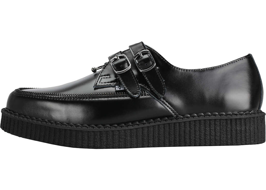 Pantof TUK T.u.k Zipper Pierced Pointed Creeper Shoes In Black Black