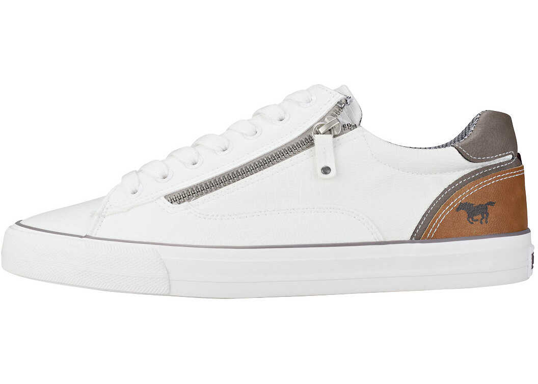 Tenis Mustang Side Zip Low Top Sneaker Trainers In White White