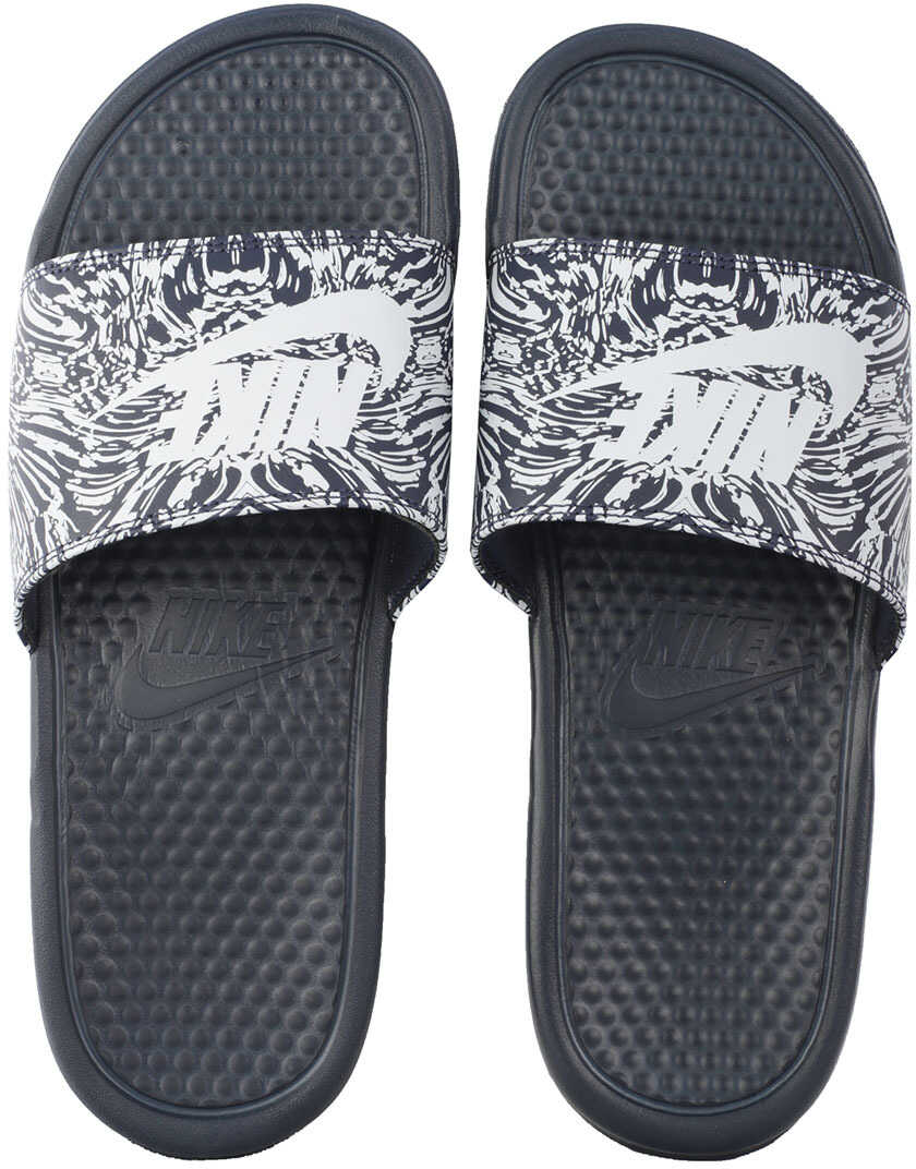 Slap Nike Benassi Jdi Print Slide In Navy Grey Blue