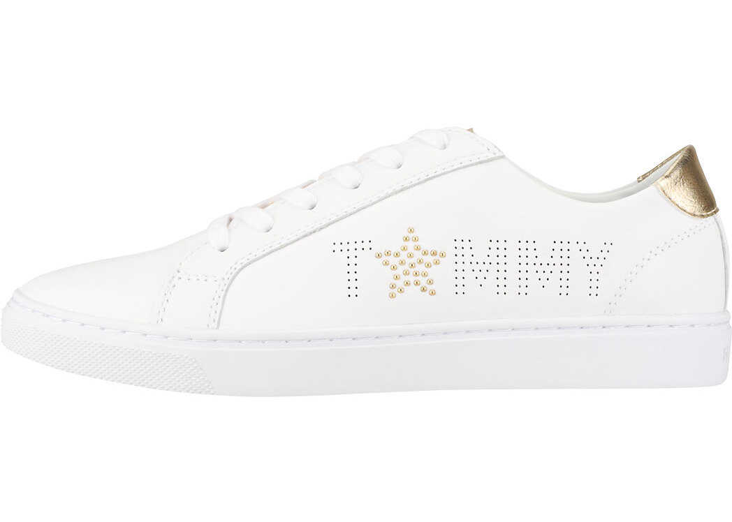 Tenis Tommy Hilfiger Tommy Star Metallic Sneaker Trainers In White Gold White
