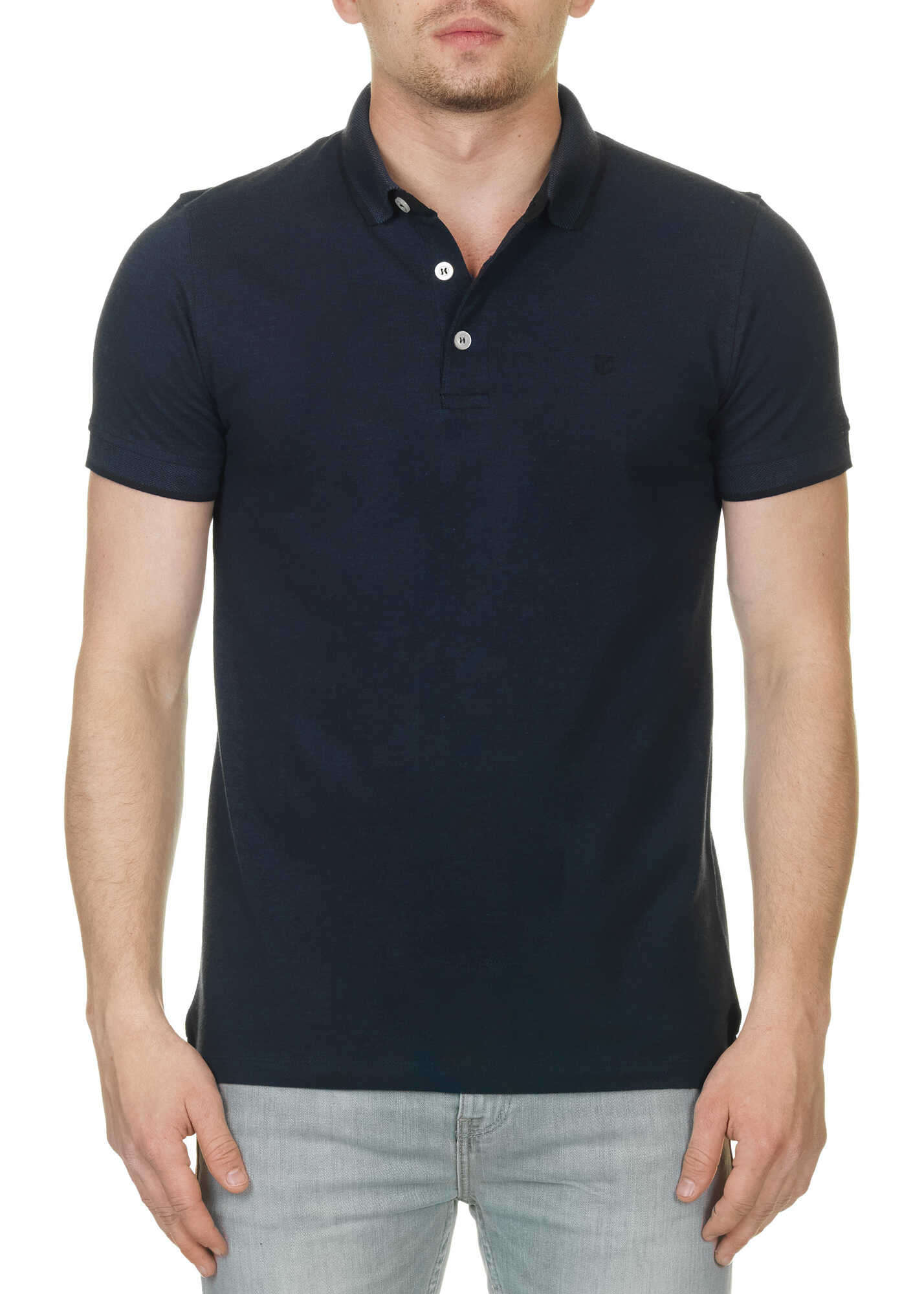 Tricou JACK & JONES Man's Polo T Shirt In Indigo Color Mood Indigo
