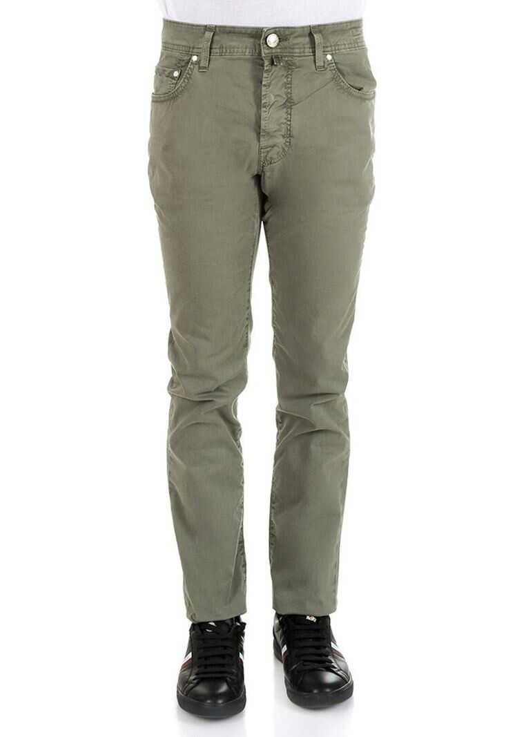 Blug Jacob Cohen Green Khaki 5 Pockets Jeans Green