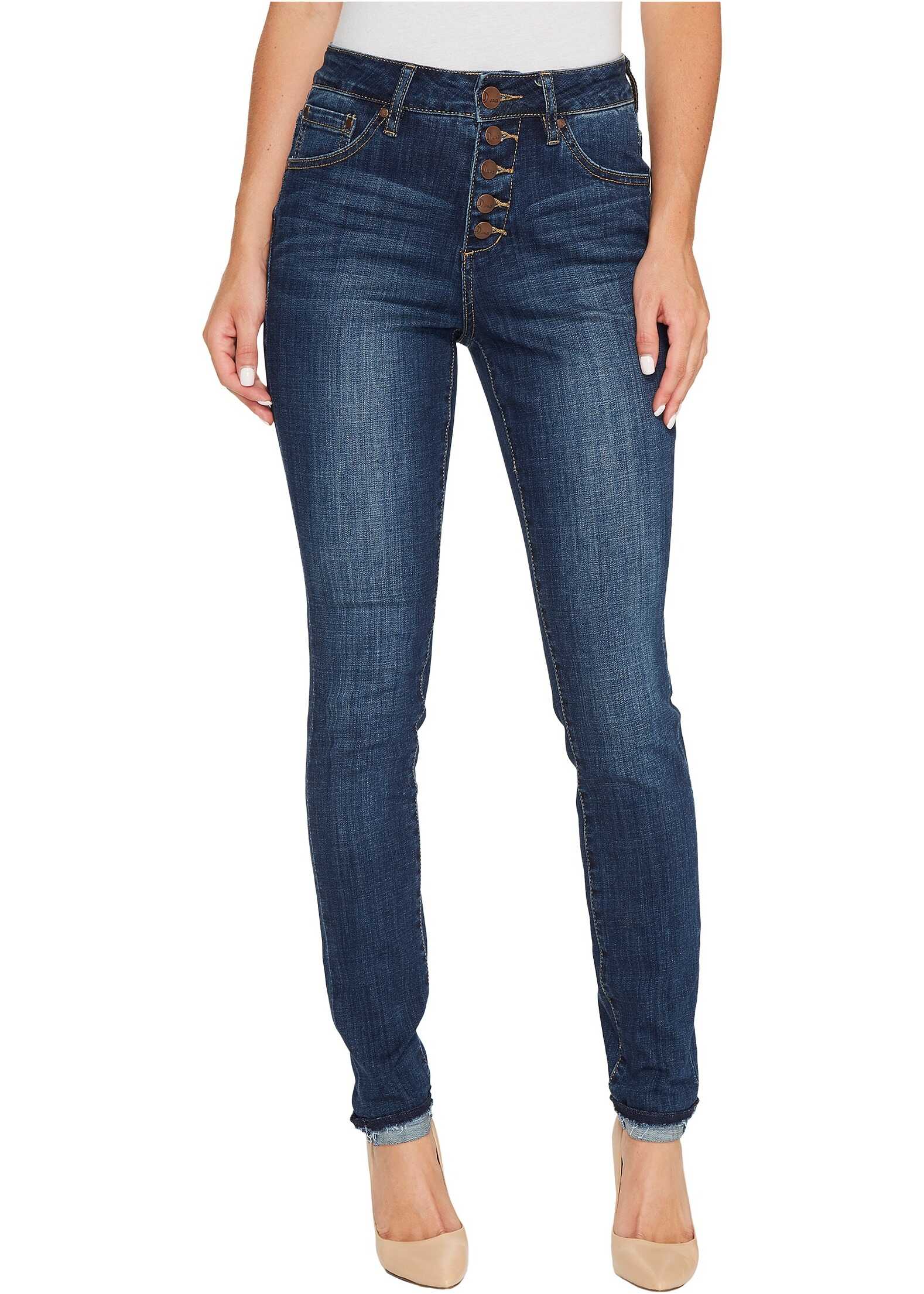 Blug Jag Jeans Gwen Skinny High-Rise Jeans in Crosshatch Denim in Thorne Blue Thorne Blue