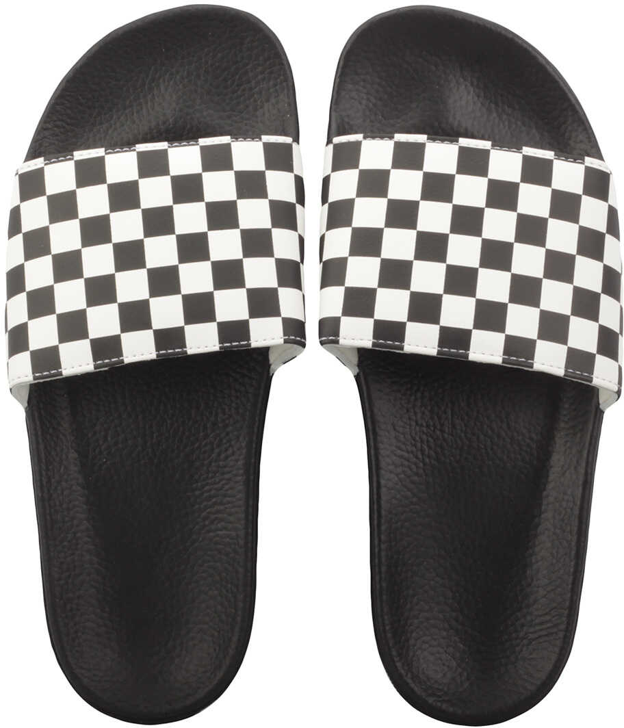 Slap Vans Slide-On Checkerboard Sandals In White Black* White