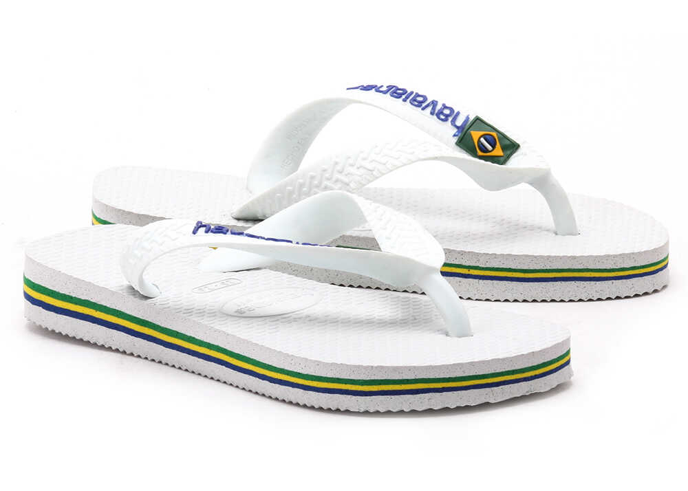 Slap Havaianas Brasil Logo Biały