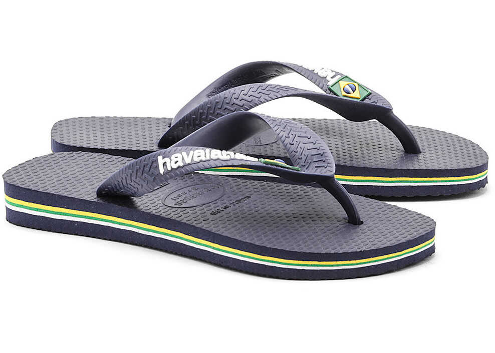 Slap Havaianas Brasil Logo Granatowy