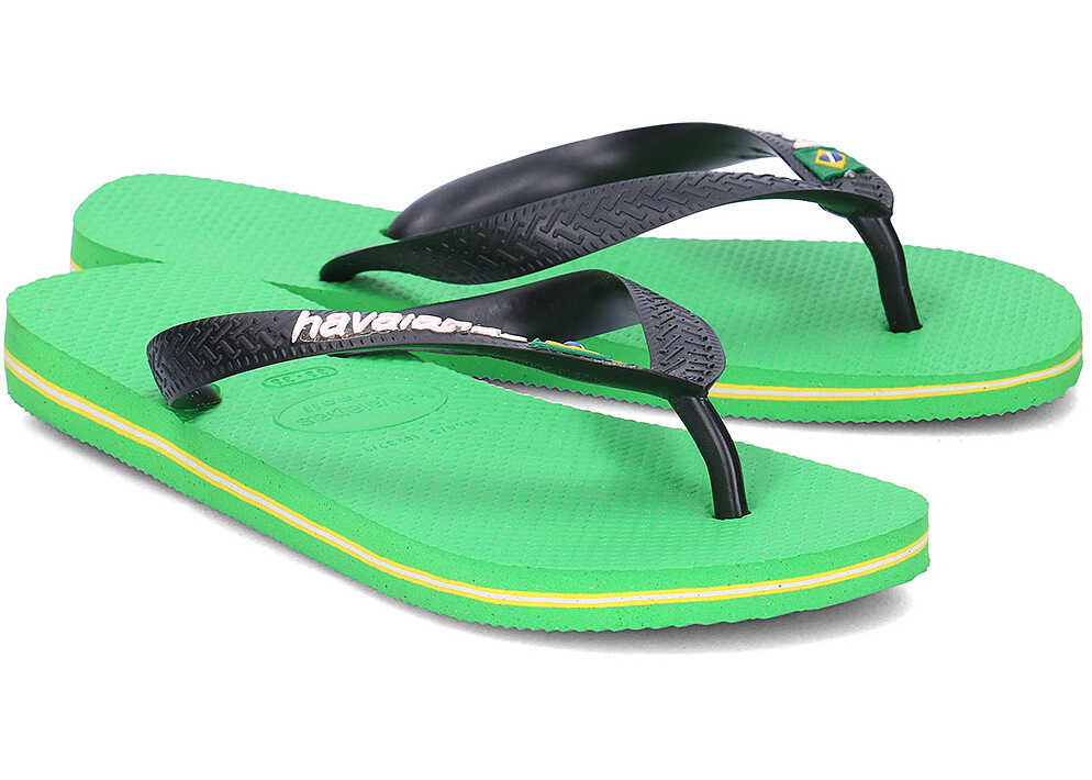 Slap Havaianas Brasil Logo Zielony