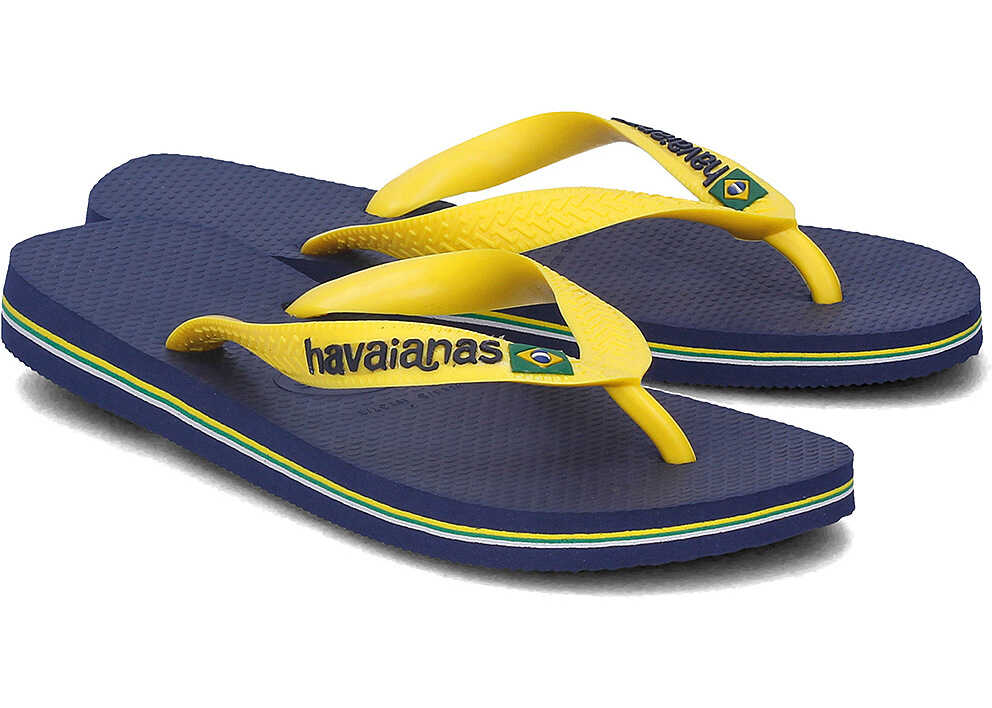 Slap Havaianas Brasil Logo Granatowy