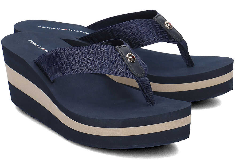 Slap Tommy Hilfiger Jacquard Mid Beach Granatowy