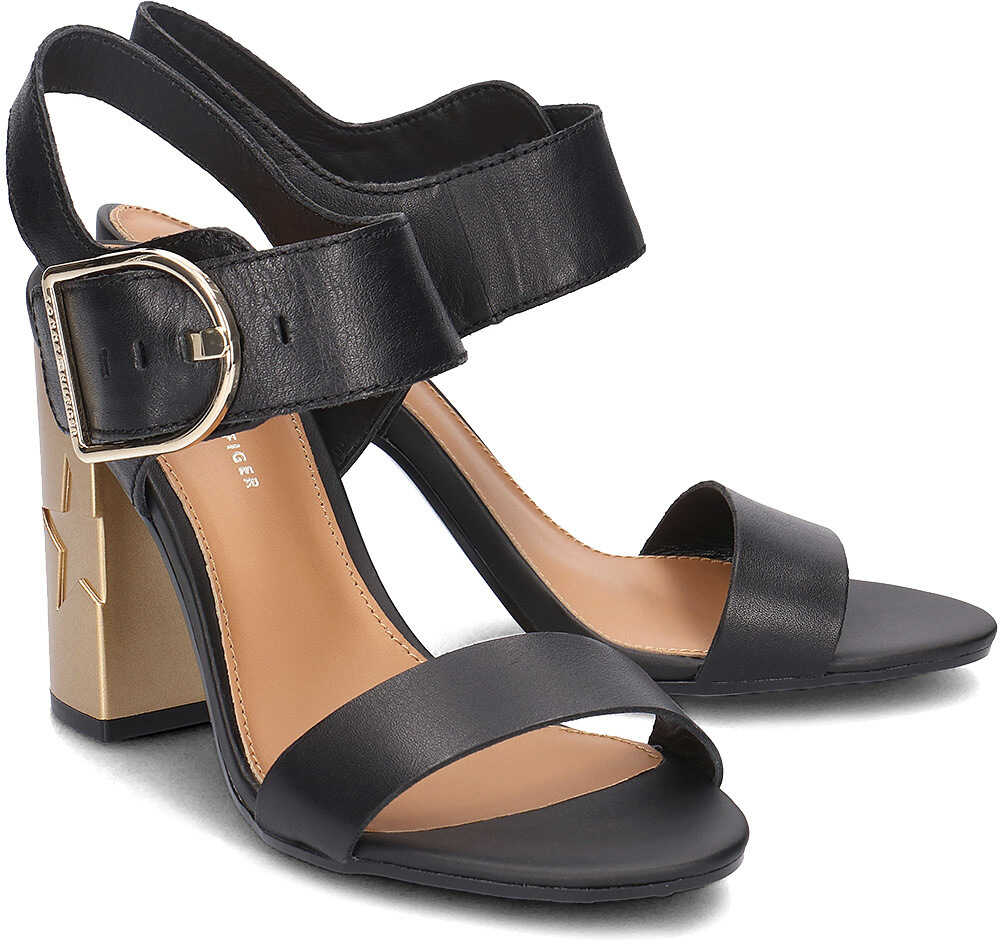 Sandala Tommy Hilfiger Feminine Heel Oversized Buckle Czarny