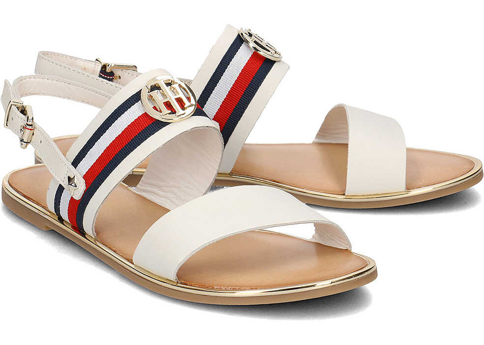 Sandala Tommy Hilfiger Corporate Ribbon Flat Biały