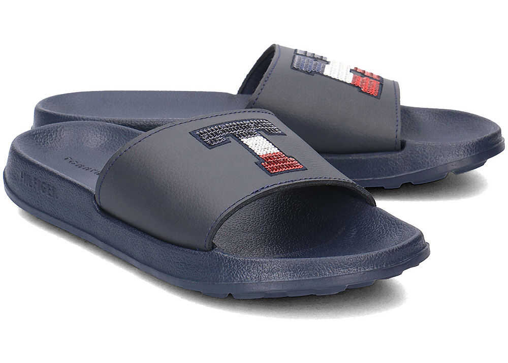 Slap Tommy Hilfiger Sequins Sparkle Pool Slide Granatowy