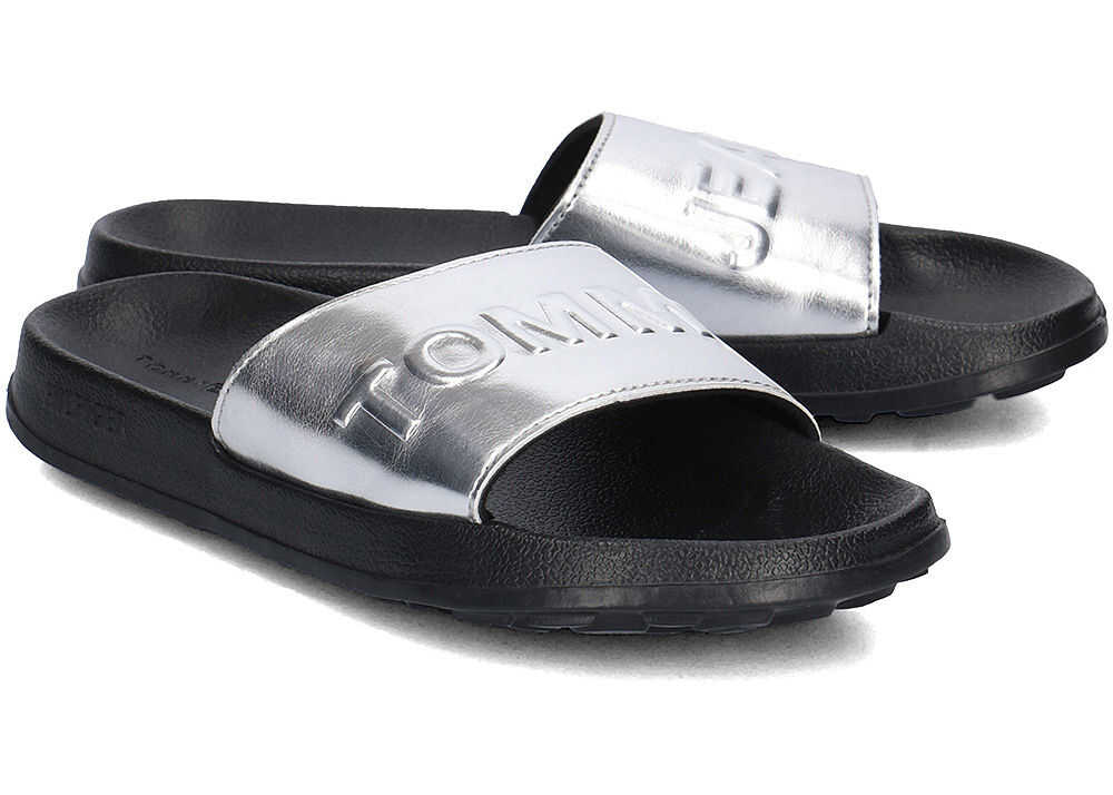 Slap Tommy Hilfiger Metallic Pool Slide Srebrny