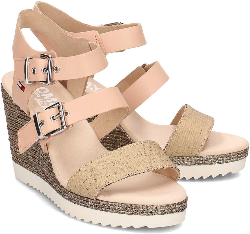 Sandala Tommy Hilfiger Denim Strappy Wedge Beżowy