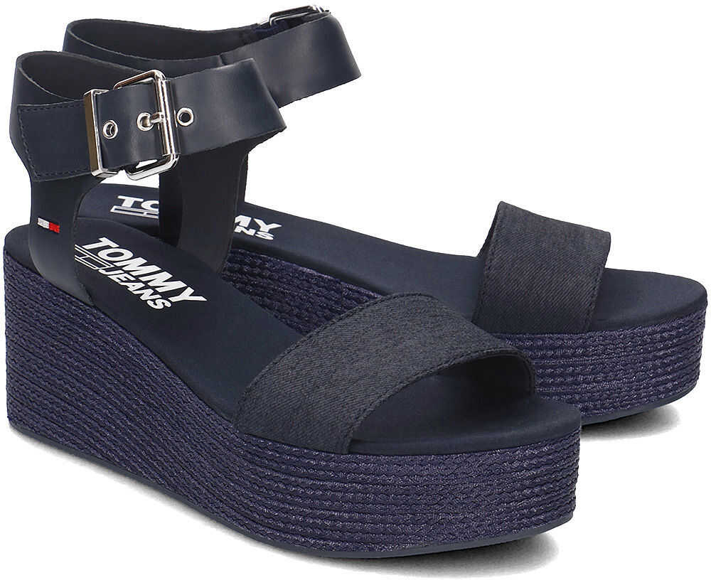 Sandala Tommy Hilfiger Sporty Denim Flatform Granatowy