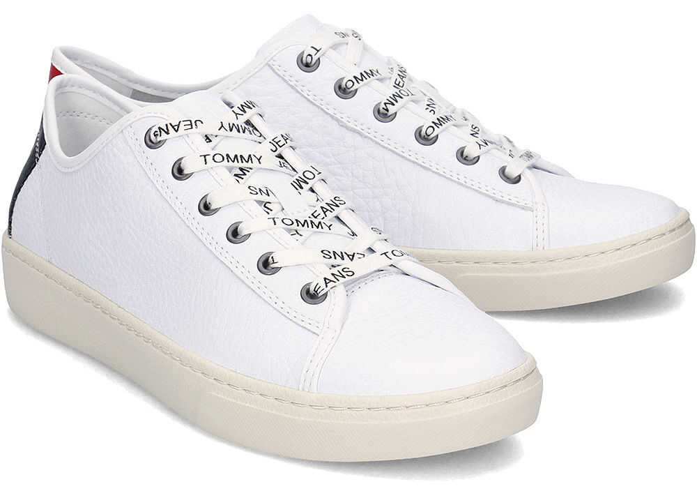 Tenis Tommy Hilfiger Jeans Light Leather Low Biały