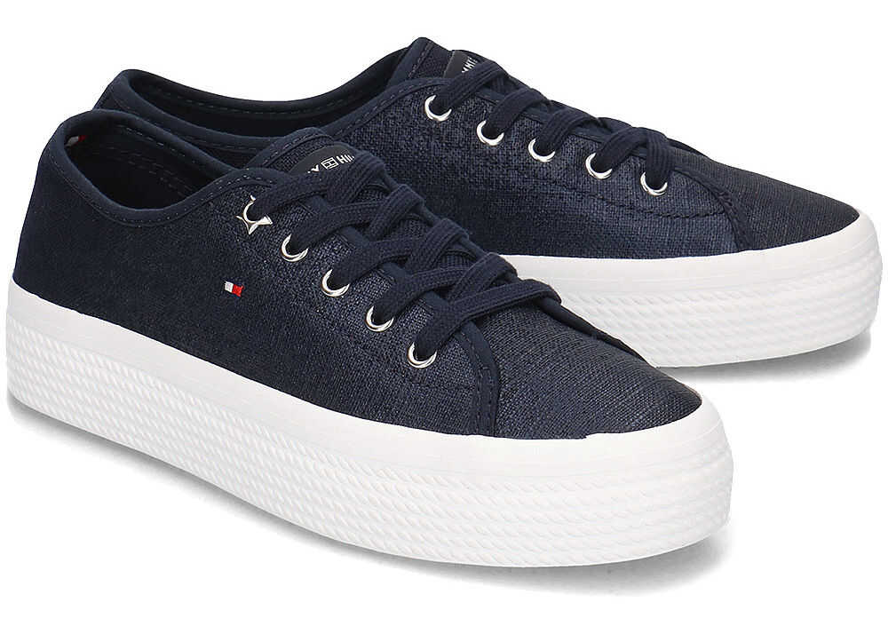 Tenis Tommy Hilfiger Metallic Flatform Granatowy