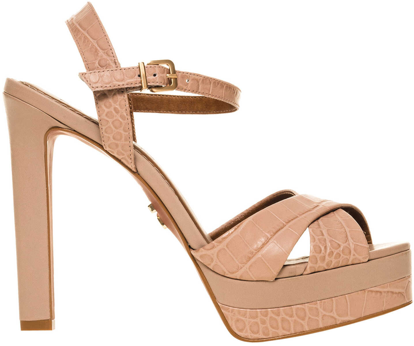 Sandala Carrano Brasil Crocco Vegetal Women's Beige Heeled Sandals Bella