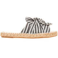 Slapi Women's White Black Striped Slides Femei