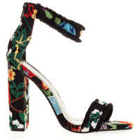Sandale Women's Black Floral Heeled Sandals Femei