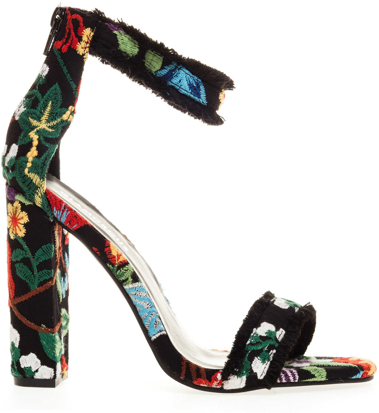 Sandala Glamorous Women's Black Floral Heeled Sandals Multi