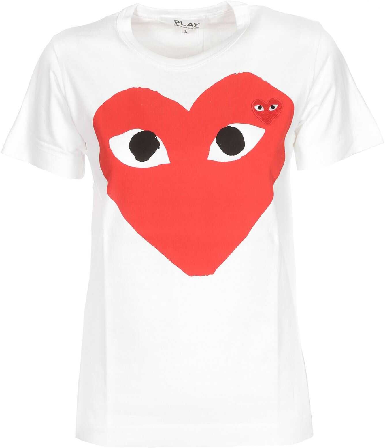 Tricou Comme des Garçons Play Red Heart T-Shirt White White