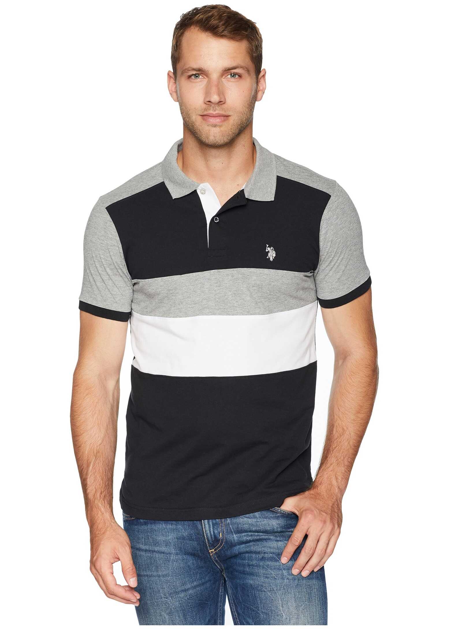 Tricou U.S. POLO ASSN. Slim Fit Chest Stripe Color Block Polo Shirt Black