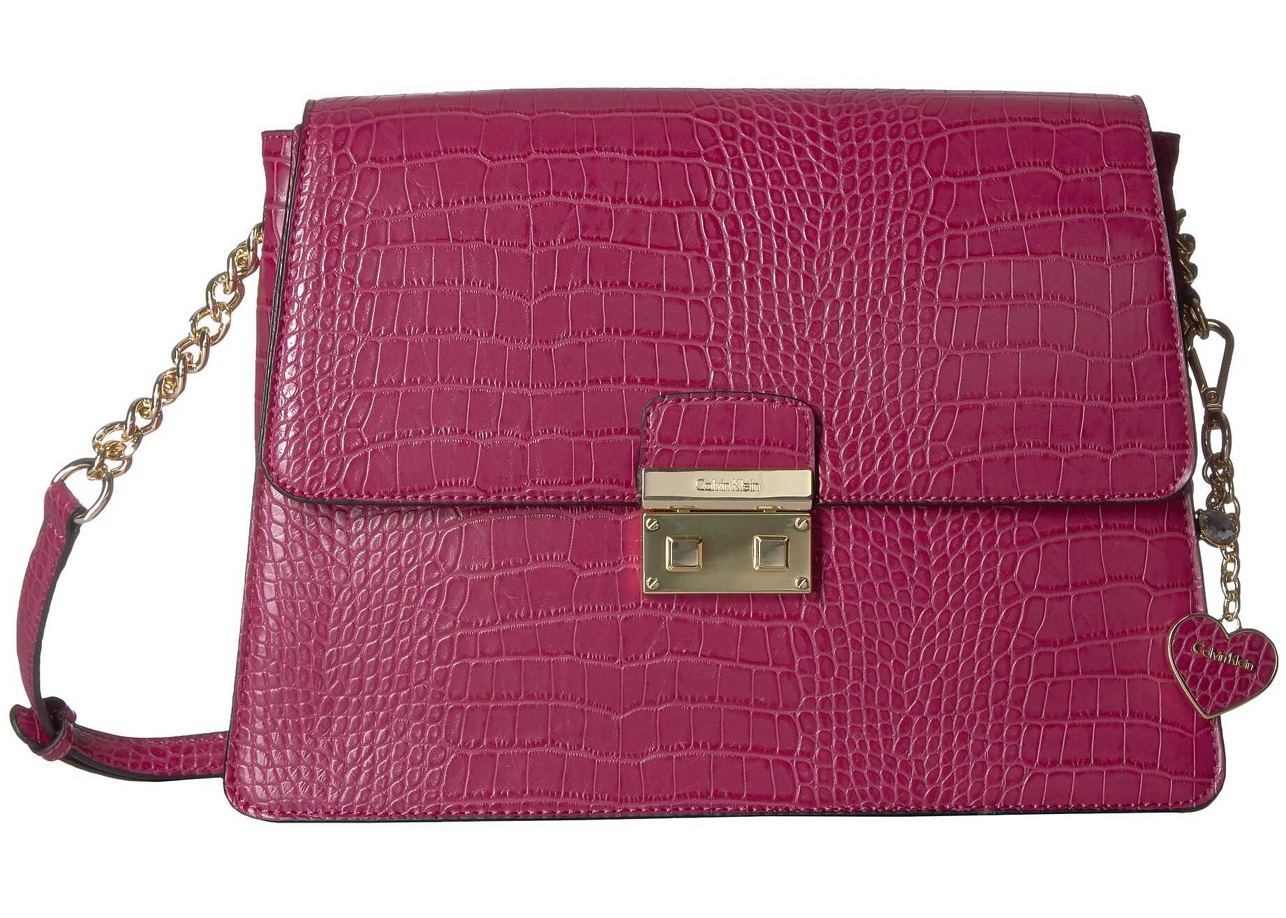 Geanta femei Calvin Klein Gifting Metallic Python Crossbody Pomegranate