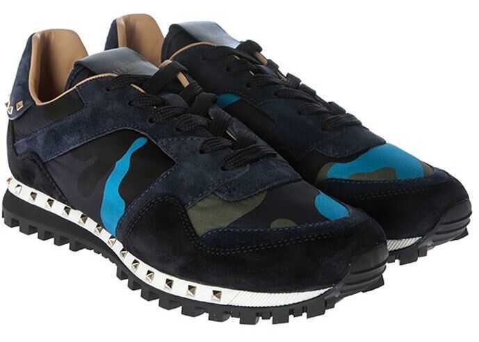 Tenis Valentino Garavani Blue And Green Camouflage Sneakers* Blue