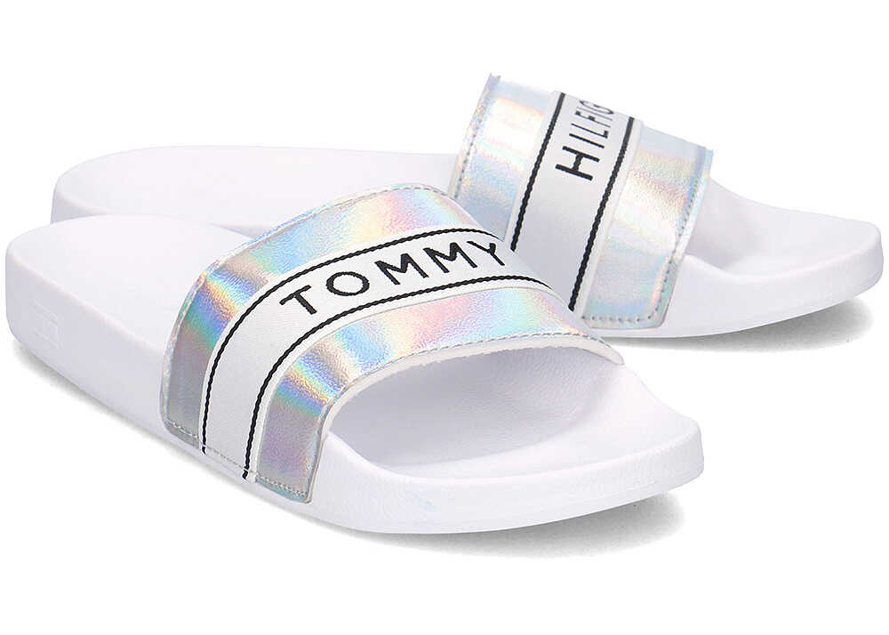 Slap Tommy Hilfiger Mirror Sparkle Beach Slide Srebrny