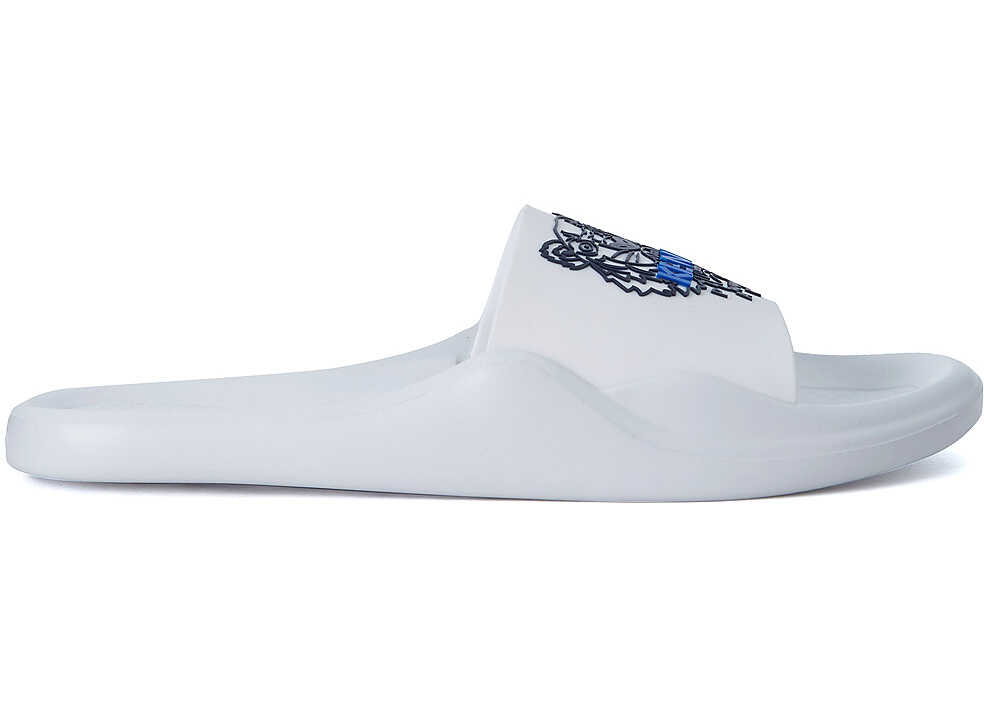 Kenzo White Rubber Slipper With Tiger* White