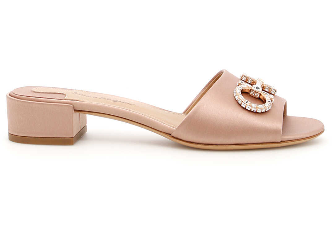 Sandala Salvatore Ferragamo Satin Lampio Mules* NEW BLUSH
