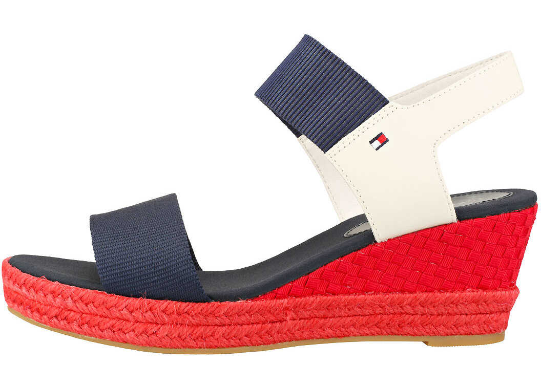 Platforma Tommy Hilfiger Iconic Elba Sandal Pop Color Wedges In Navy Red Blue* Blue