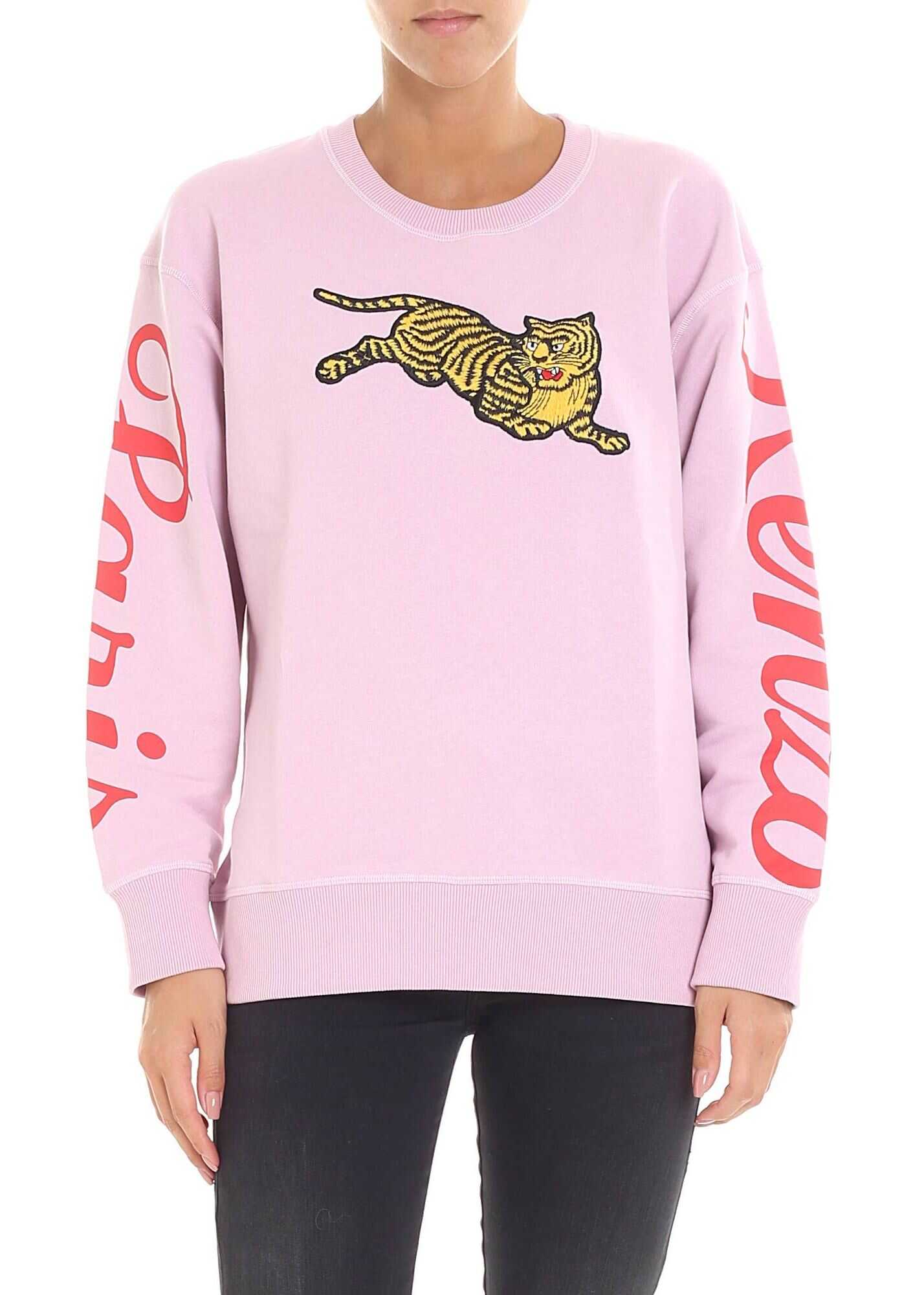 Bluza Kenzo Pink Sweatshirt With Tiger Embroidery Pink
