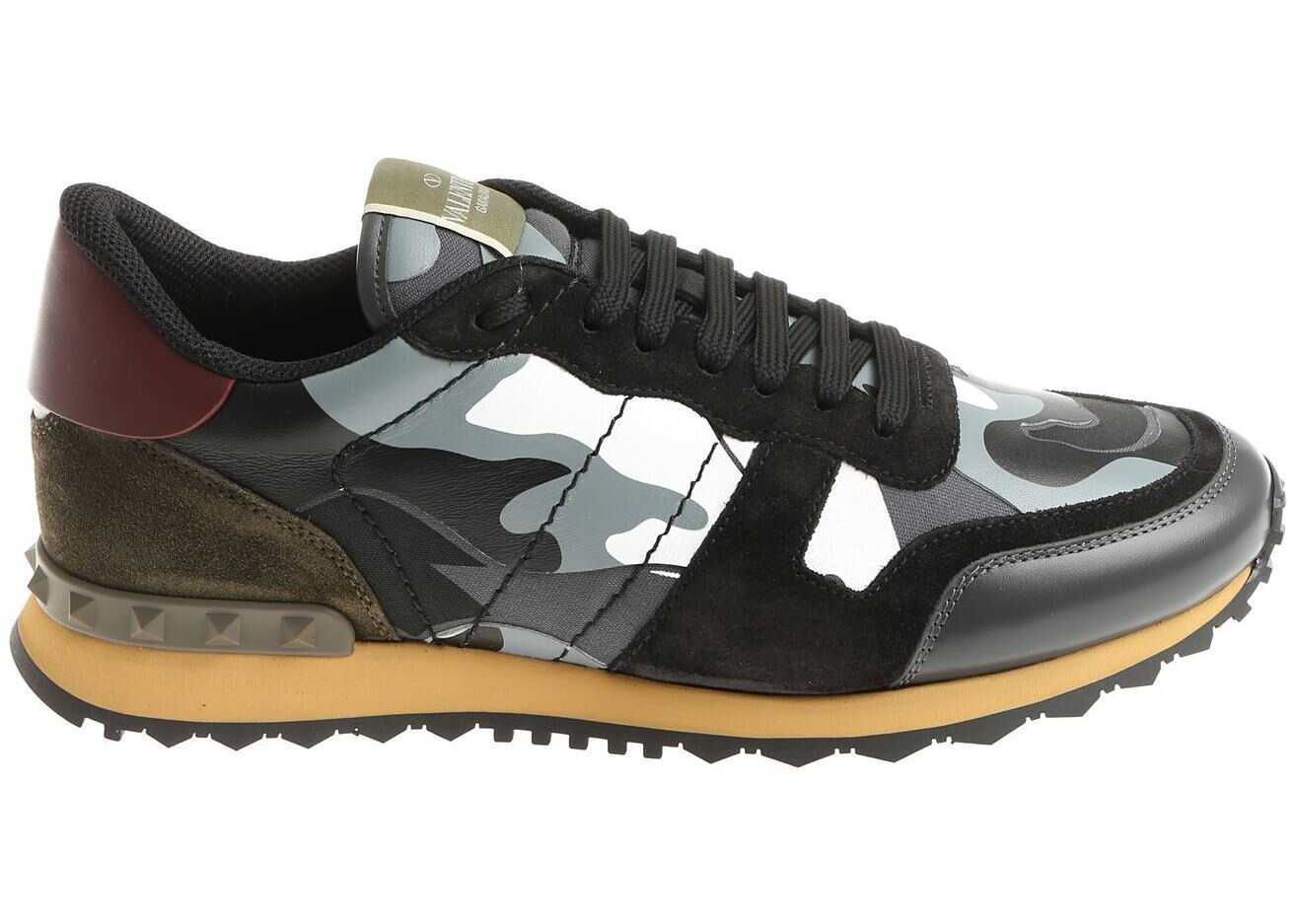 Tenis Valentino Garavani Black Rockrunner Camouflage Sneakers Black