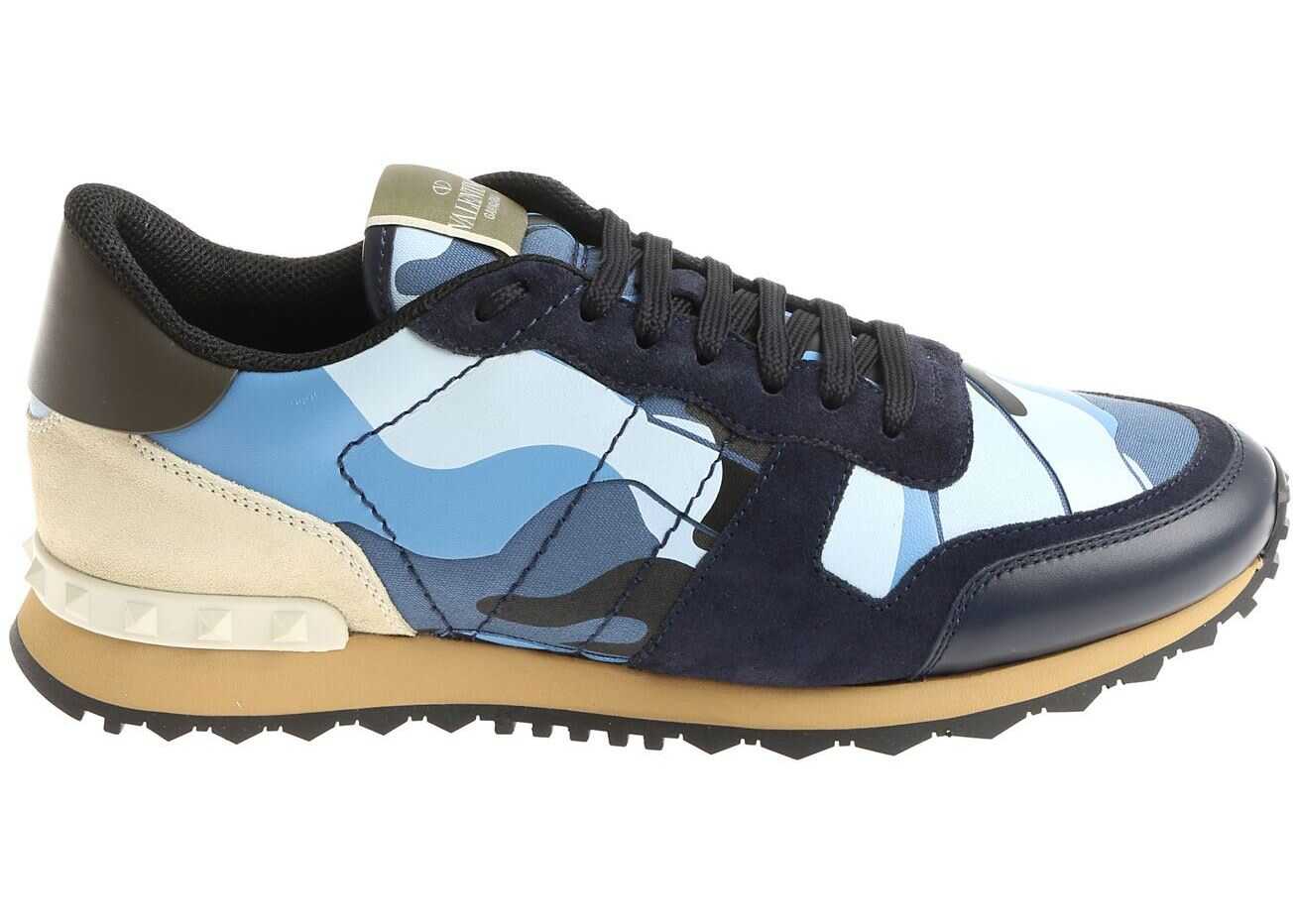 Tenis Valentino Garavani Blue Rockrunner Camouflage Sneakers Blue
