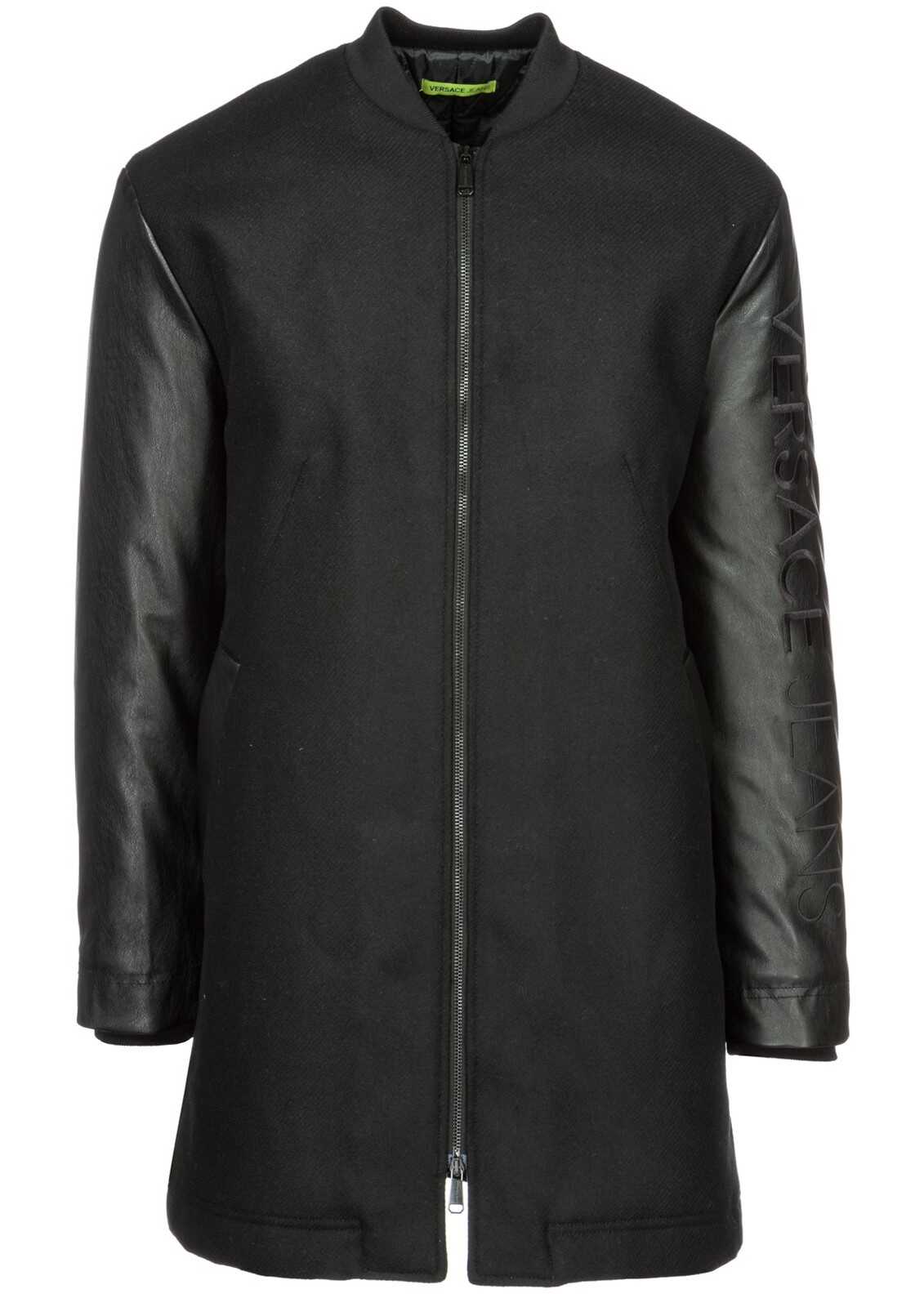 Pardesiu Versace Jeans Coat Overcoat Black