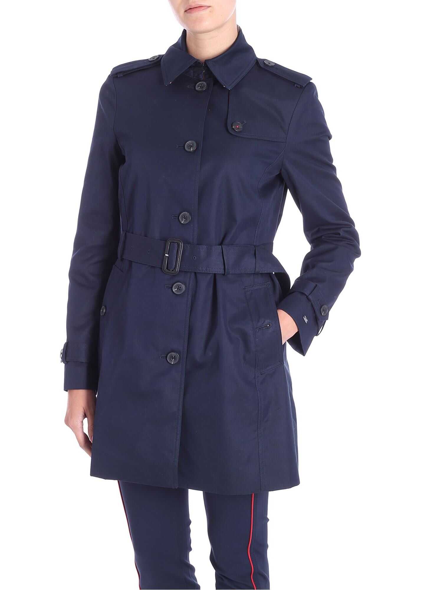 Pardesiu Tommy Hilfiger Blue Cotton Heritage Trench Coat Blue