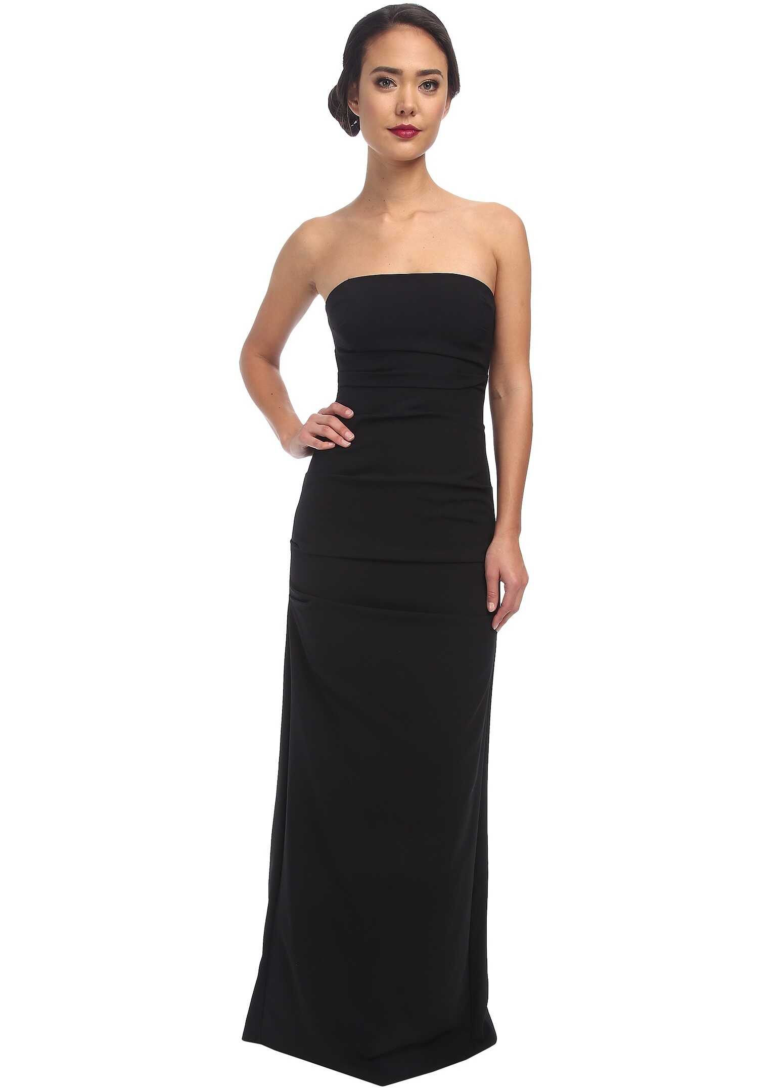 Rochie Nicole Miller Felix Techy Crepe Strapless Gown* Black