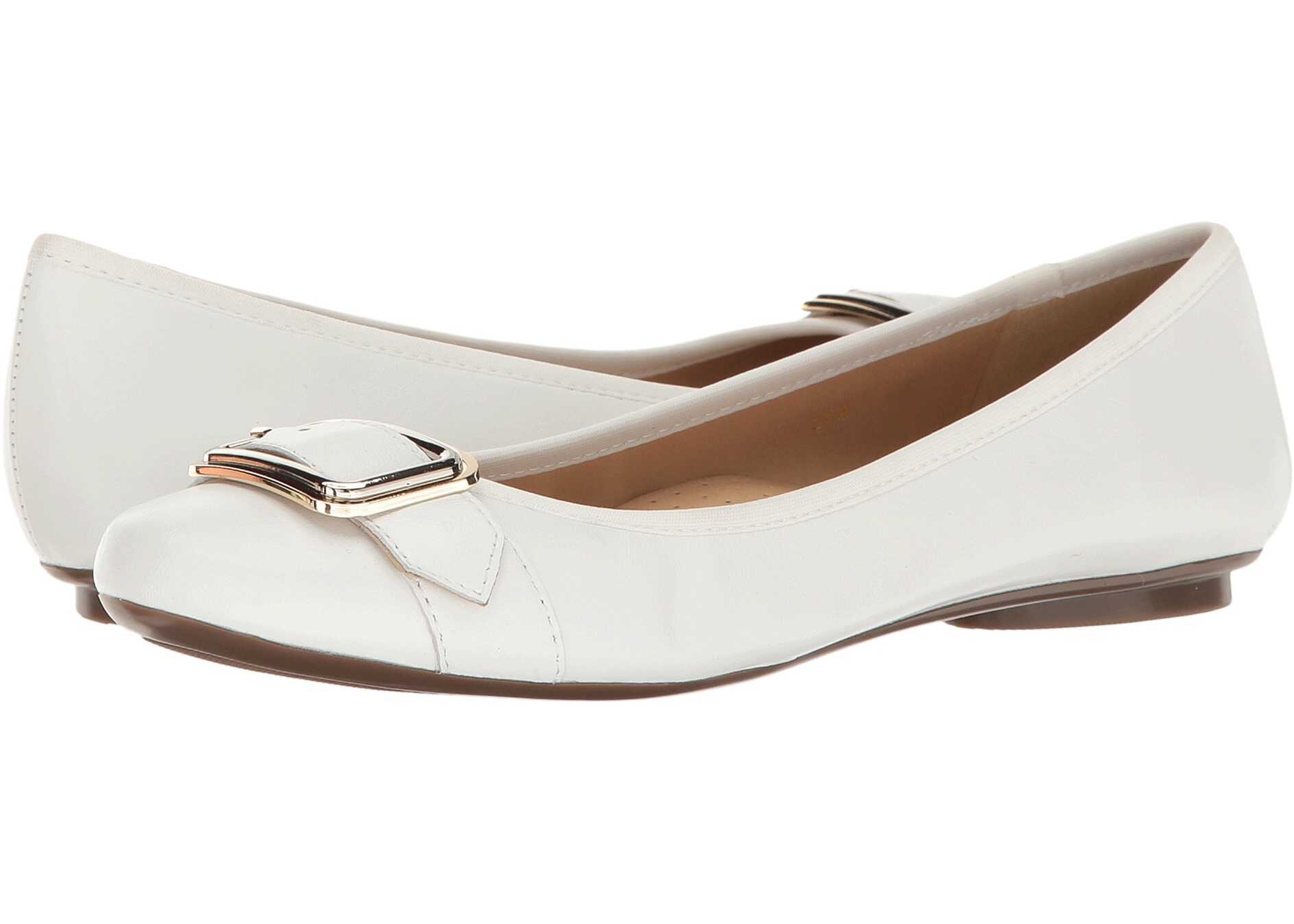 Balerin Vaneli Solana* White Nappa/Gold/Silver Buckle