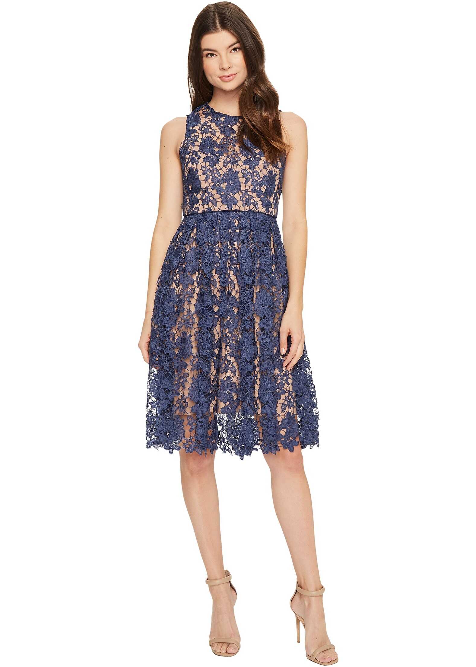 Rochie Donna Morgan Sleeveless Lace Midi with Contrast Lining Cornflower